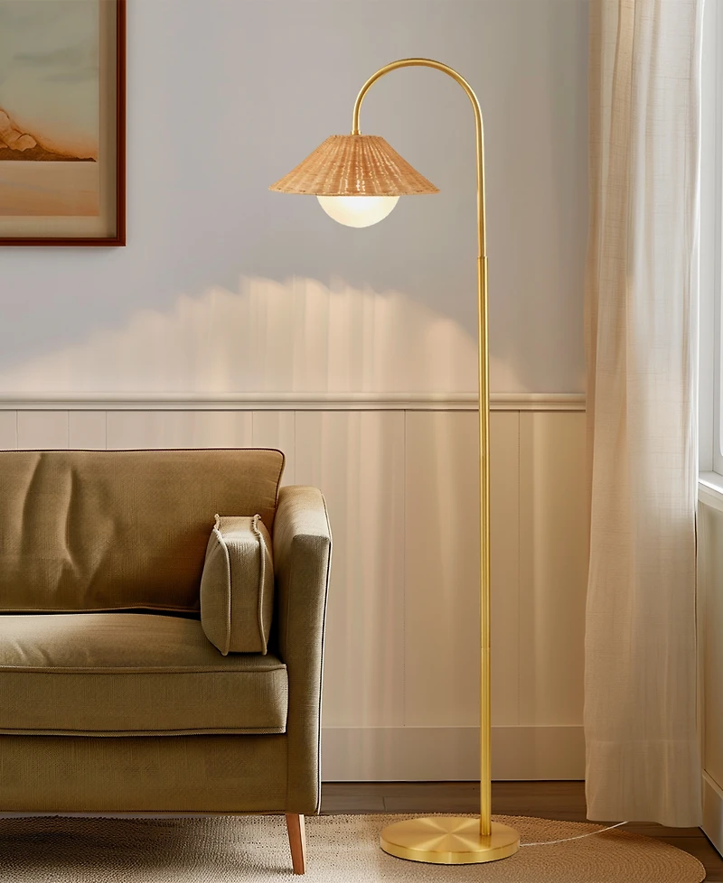 Ink+Ivy 66" Laguna Rattan Weave Shade Iron Floor Lamp