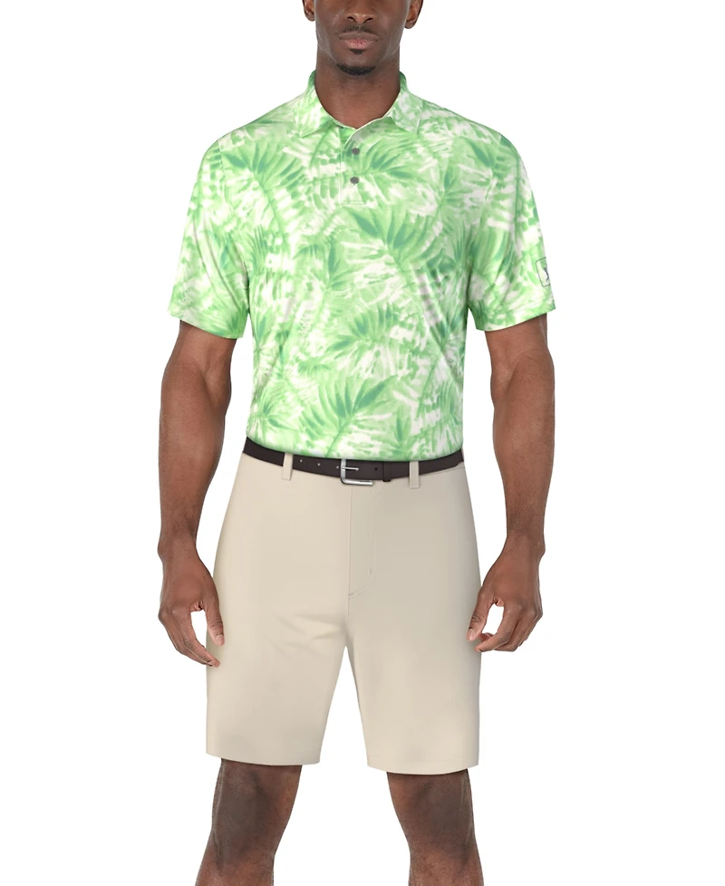 Pga Tour Men's Tropical Leaf-Print Polo Shirt