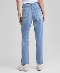 And Now This Women's Embroidered Floral High Rise Straight-Leg Ankle Jeans, Exclusively at Macy's