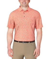 Pga Tour Men's Short Sleeve Micro Geo Print Golf Polo Shirt