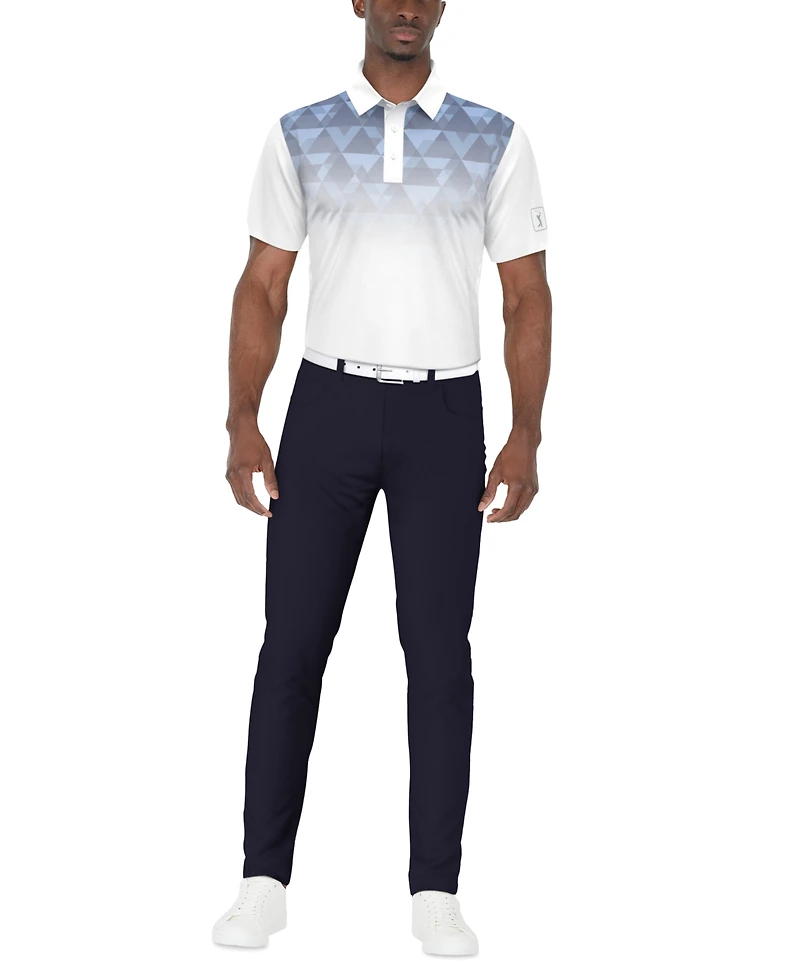 Pga Tour Men's Short Sleeve Ombre Geo Print Golf Polo Shirt