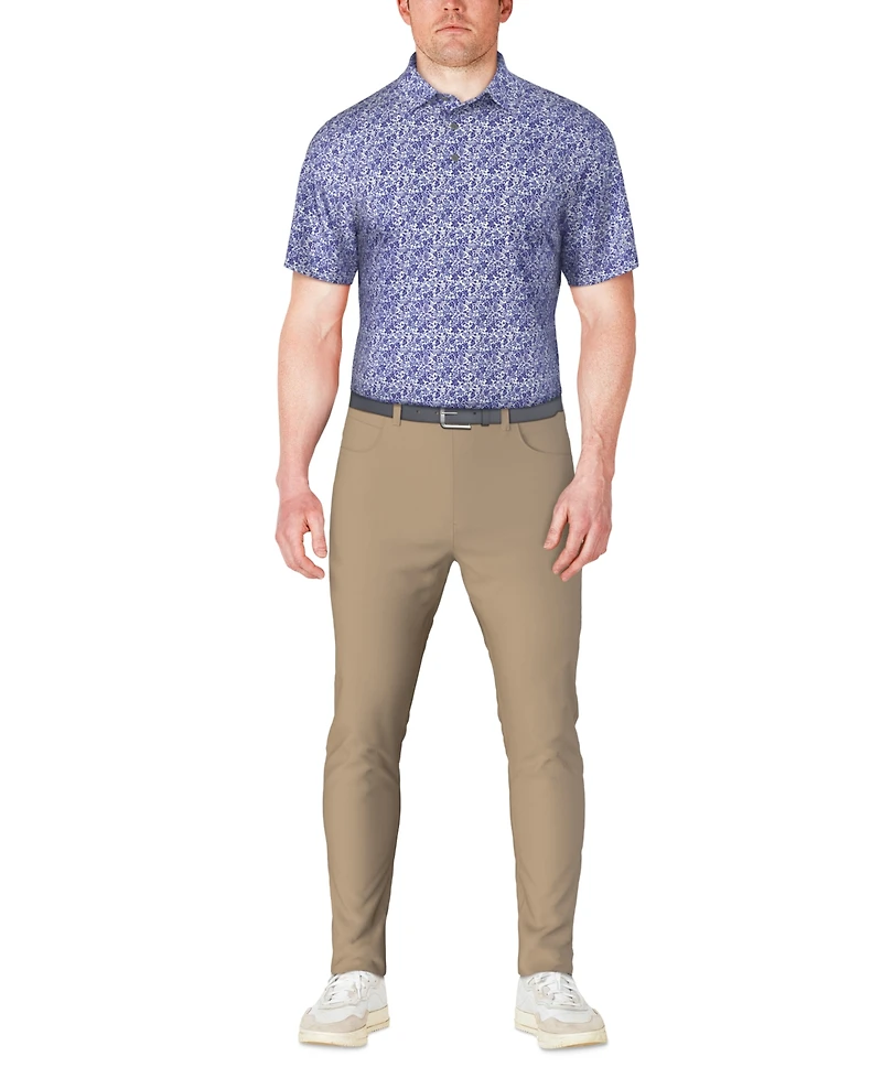 Pga Tour Men's Short Sleeve Botanical Print Golf Polo Shirt