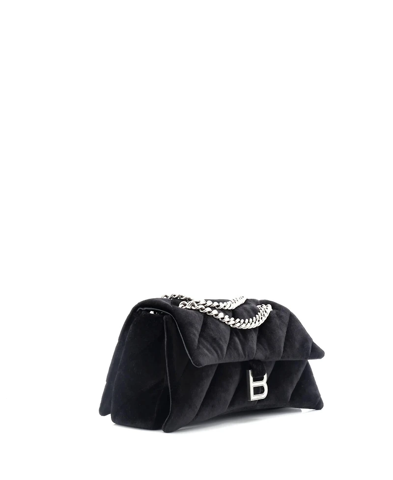 Pre-Owned Balenciaga Medium Crush Chain Flap Bag Quilted Velvet