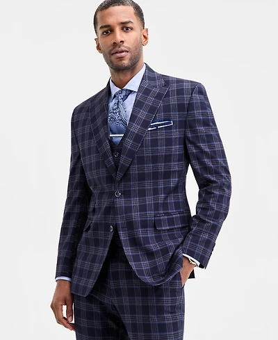 Tayion Collection Men's Classic-Fit Plaid Suit Separate Jacket