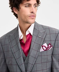 Tayion Collection Men's Classic-Fit Windowpane Suit Separate Jacket