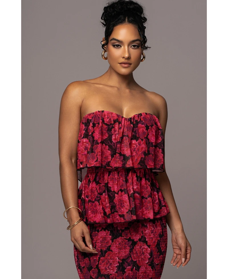 Jluxlabel Women's Floral Casa Blanca Ruffle Dress