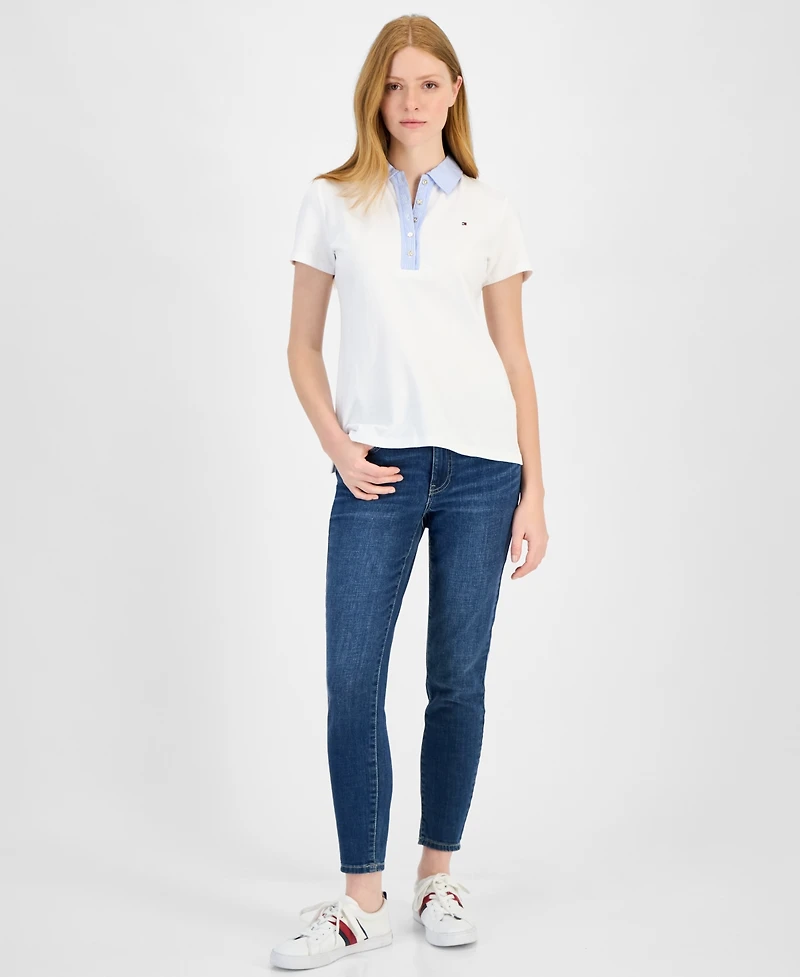 Tommy Hilfiger Women's Pique-Knit Striped-Collar Polo