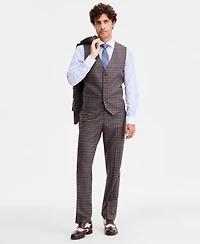 Tayion Collection Men's Classic-Fit Plaid Suit Separate Vest