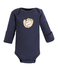 Luvable Friends Baby Boys Preemie Long Sleeve Bodysuits 3pk - Baseball