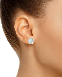 Lab-Created Ruby (2 ct. t.w.) & White Sapphire (1/5 Halo Stud Earrings 10k Gold (Also Additional Gemstones)