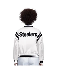 Starter Women's Cream Pittsburgh Steelers Full Count Full-Snap Satin Jacket