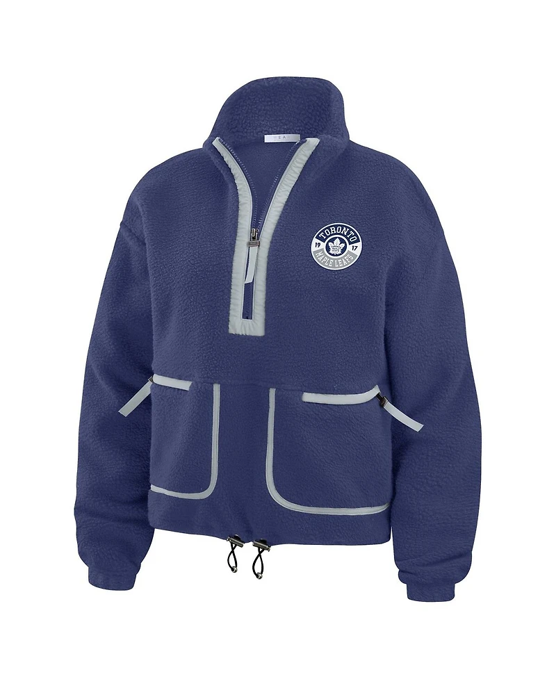 Wear by Erin Andrews Women's Blue Toronto Maple Leaves Polar Fleece Half-Zip Jacket
