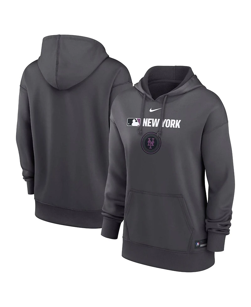 Nike Women's Anthracite New York Mets Authentic Collection City Connect Performance Pullover Hoodie