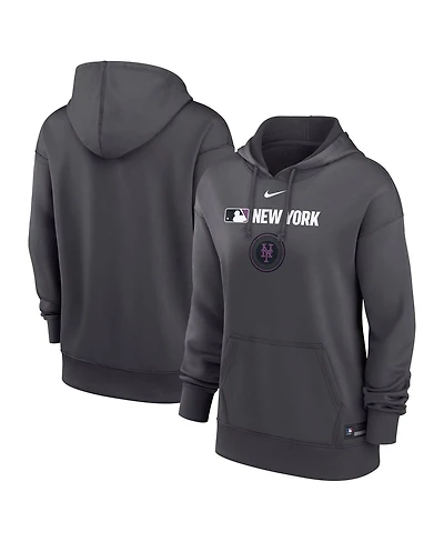 Nike Women's Anthracite New York Mets Authentic Collection City Connect Performance Pullover Hoodie