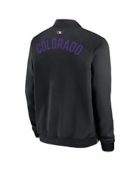 Nike Men's Black Colorado Rockies Authentic Collection Dugout Full-Zip Bomber Jacket
