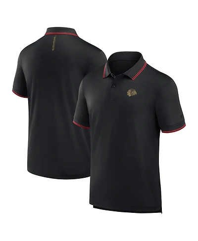 Fanatics Men's Black Chicago Blackhawks Front Office Move Mono Polo Shirt