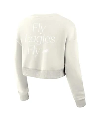 Fanatics Women's Cream Philadelphia Eagles Studio Cropped Pullover Sweatshirt