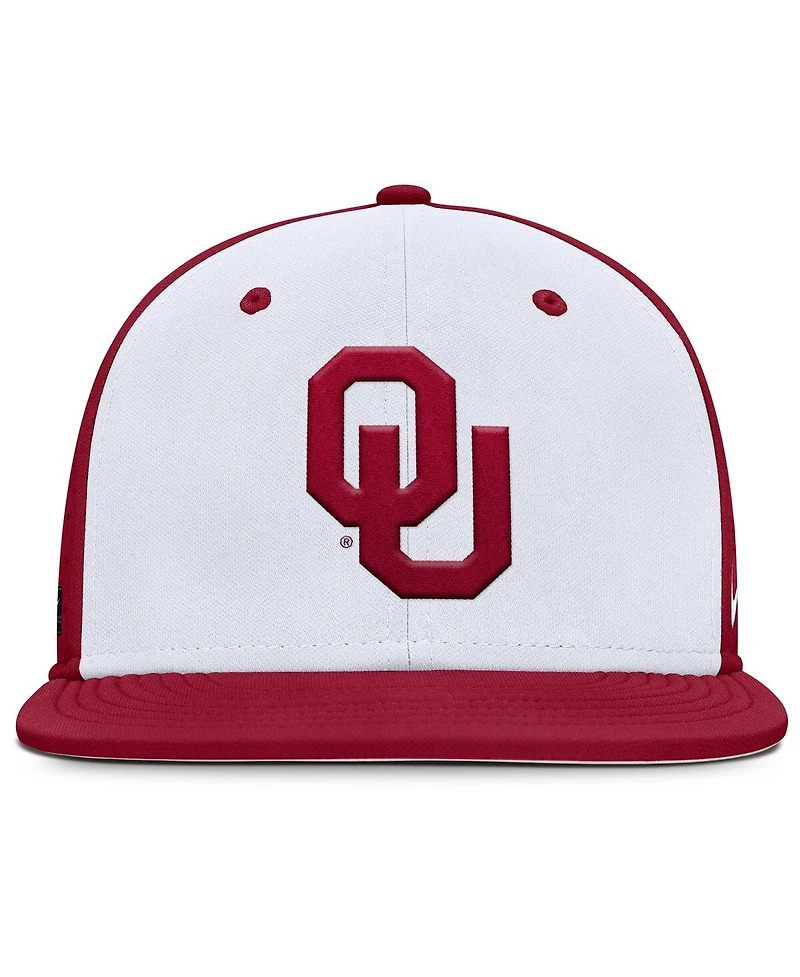 Nike Men's White/Crimson Oklahoma Sooners On-Field Dugout True Performance Fitted Hat