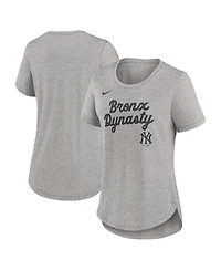 Nike Women's Heather Gray New York Yankees Script Tri-Blend T-Shirt