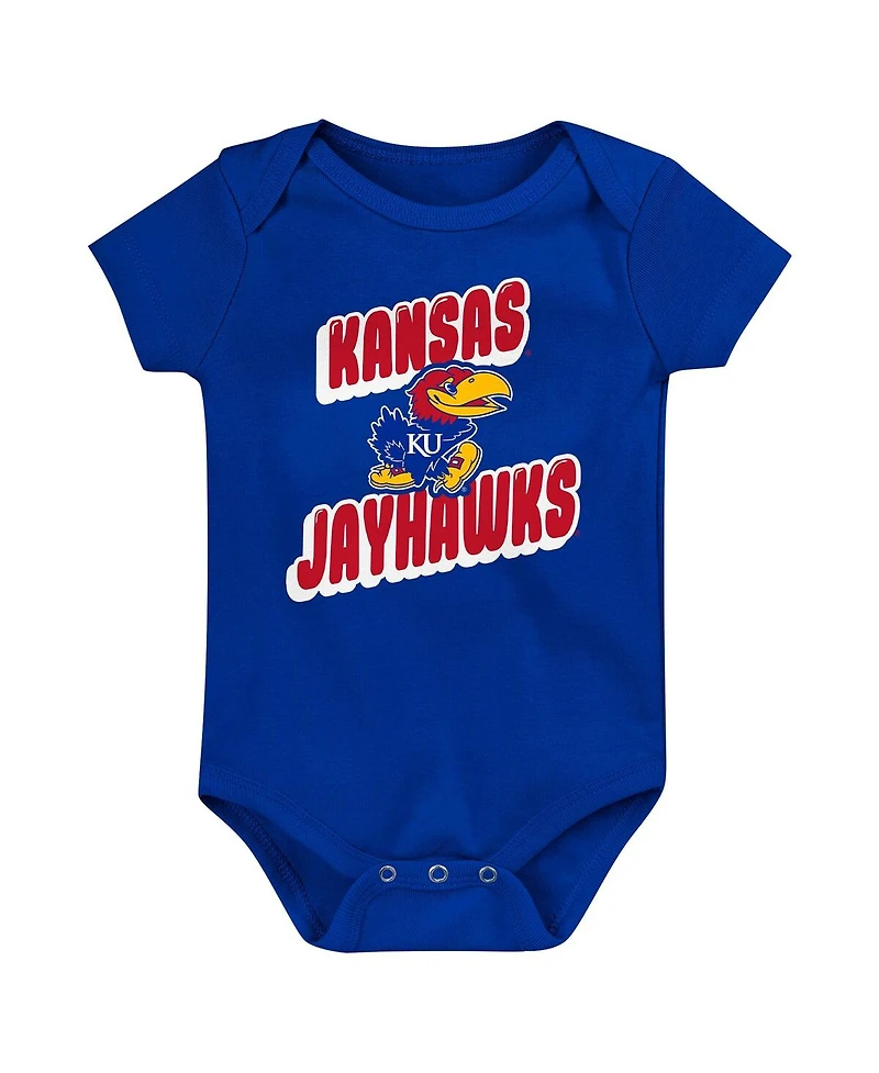 Outerstuff Newborn Royal Kansas Jayhawks Sunday Comics Bodysuit Set 3-Pack
