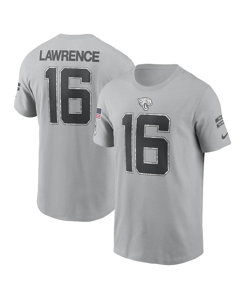 Nike Men's Trevor Lawrence Gray Jacksonville Jaguars 2024 Salute To Service Name Number T-Shirt