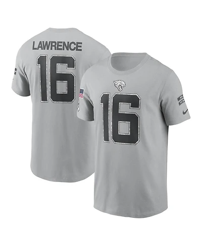 Nike Men's Trevor Lawrence Gray Jacksonville Jaguars 2024 Salute To Service Name Number T-Shirt