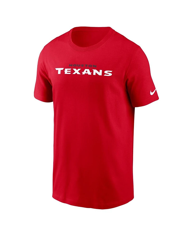 Nike Men's Red Houston Texans Primetime Wordmark Essential T-Shirt