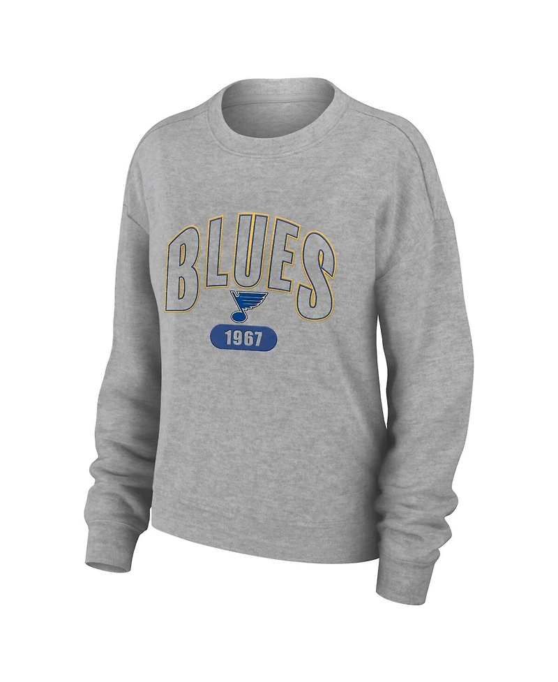 Wear by Erin Andrews Women's Heather Gray St. Louis Blues Knit Long Sleeve Tri-Blend T-Shirt, Pants and Sleep Set