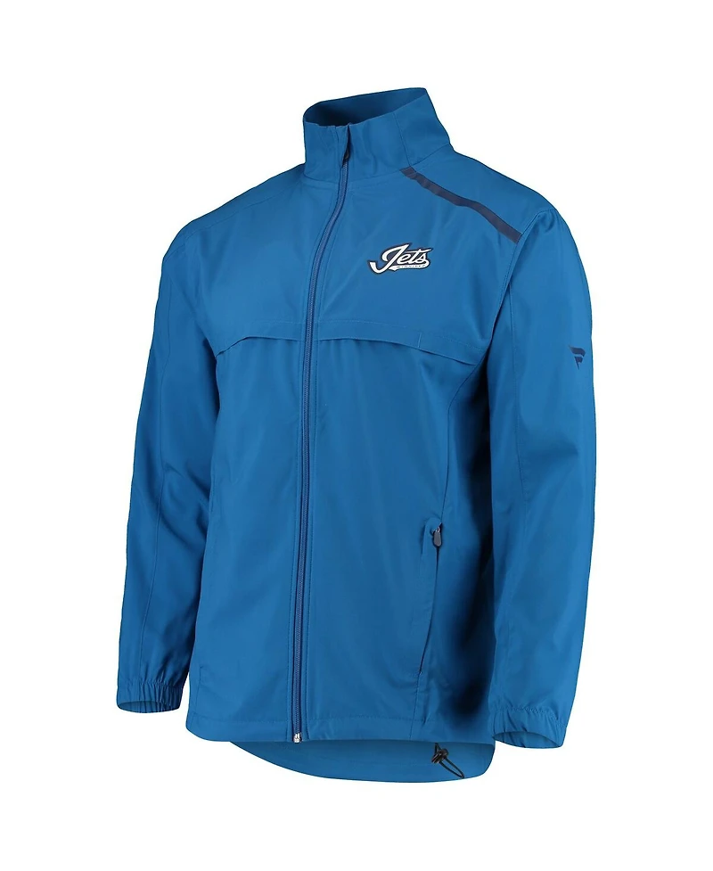 Men's Fanatics Blue Winnipeg Jets Alternate Logo Rinkside Mock Full-Zip Jacket