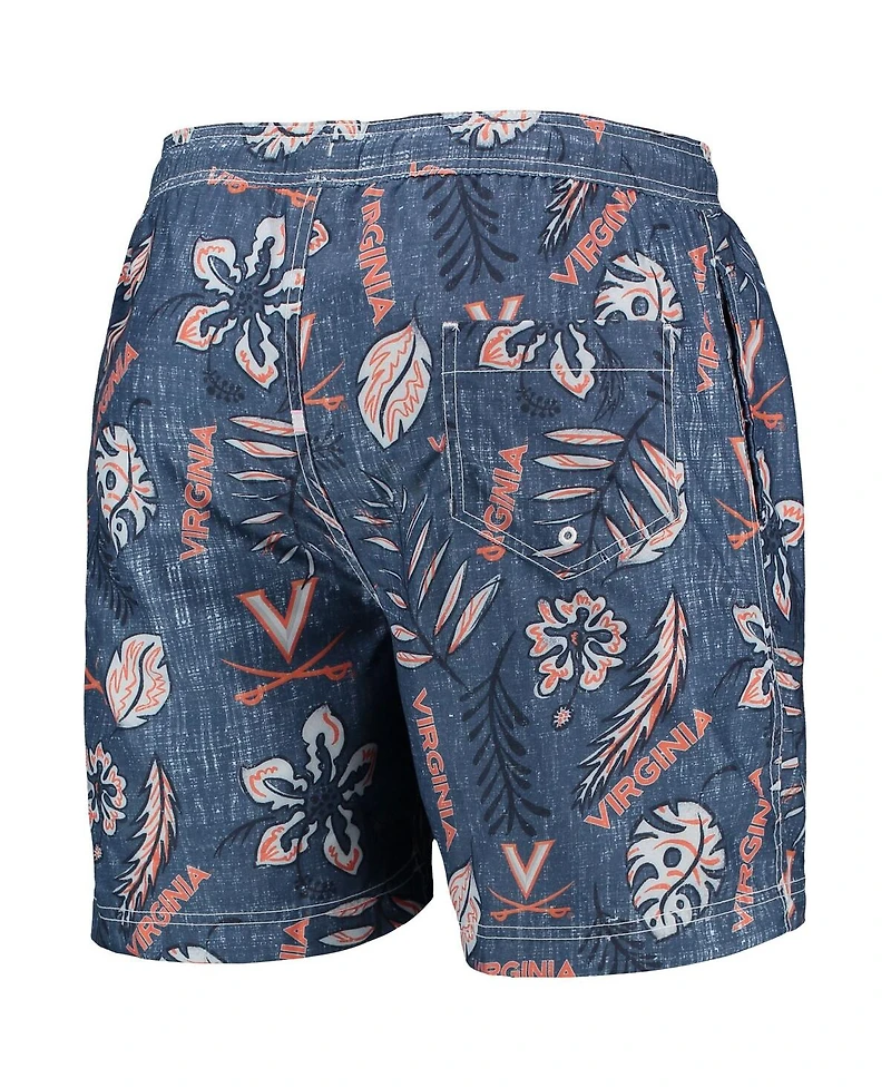 Men's Wes & Willy Navy Virginia Cavaliers Vintage-Like Floral Swim Trunks