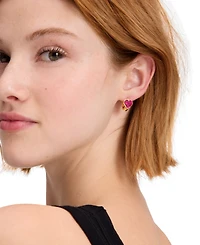 Kate Spade New York Gold-Tone Small Cubic Zirconia Heart Huggie Hoop Earrings, 0.51"