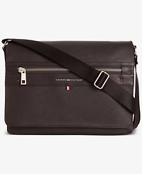 Tommy Hilfiger Men's Pebble Faux-Leather Leo Messenger Bag