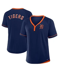 Fanatics Women's Navy Detroit Tigers League Diva Star Raglan V-Neck T-Shirt