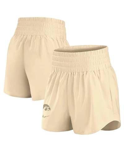 Nike Women's Beige Iowa Hawkeyes Performance One High-Rise Shorts