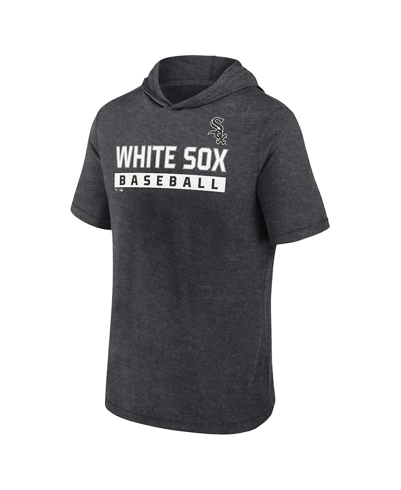 Fanatics Men's Heather Charcoal Chicago White Sox Push Short Sleeve Pullover Hoodie