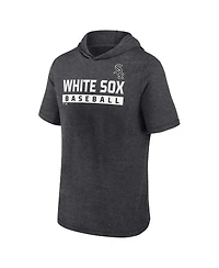 Fanatics Men's Heather Charcoal Chicago White Sox Push Short Sleeve Pullover Hoodie