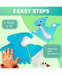 Quokka Kids Crafts Ages 4-8 Diy Beginner Needle and Thread Kit - 12 Sewing Basic