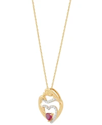 Lab Created Ruby (1/3 ct. t.w.) & Diamond (1/10 ct. t.w.) Heart Pendant Necklace in 14k Yellow Gold-Plated Sterling Silver, 16" + 2" extender