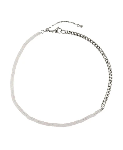 Non-Plated Stainless Steel Necklace with Rose Quartz Beads