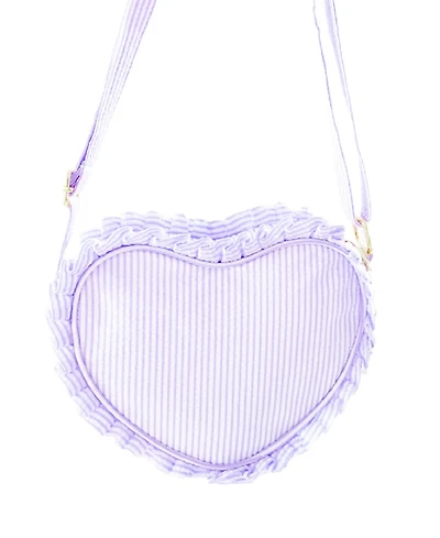 Bits & Bows Girls Heart Purse in Lavender Seersucker