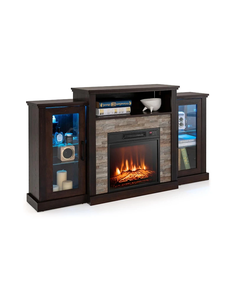 Fireplace Tv Stand with 16-Color Led Lights for TVs up to 65 Inch