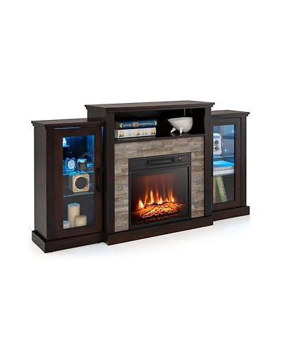 Fireplace Tv Stand with 16-Color Led Lights for TVs up to 65 Inch