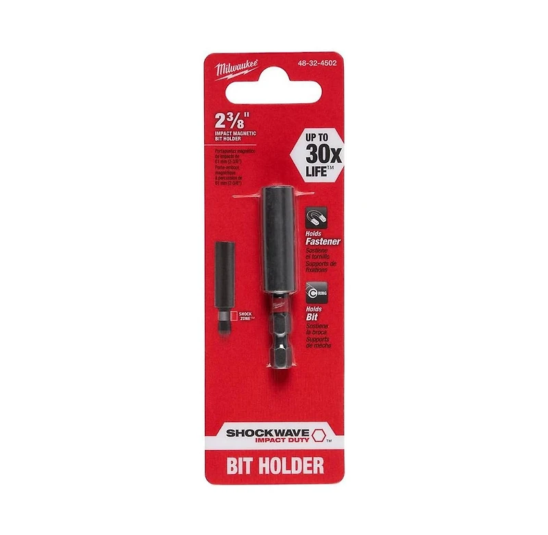 Milwaukee 48-32-4502 Shockwave Impact Duty 1/4" Hex Shank Magnetic 2.36" Bit Tip Holder