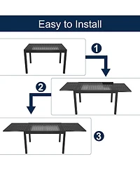 Expandable Patio Dining Table, Metal Aluminum Outdoor Table for Porch Lawn Garden Bistro Rectangular Table