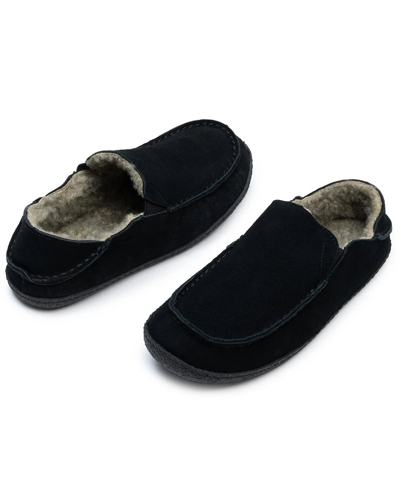 Alpine Swiss Men's Gary Genuine Suede Moccasin Slippers Sherpa Slip On Shoes
