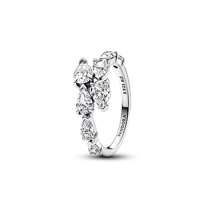 Pandora Sterling Silver Sparkling Overlapping Band Ring