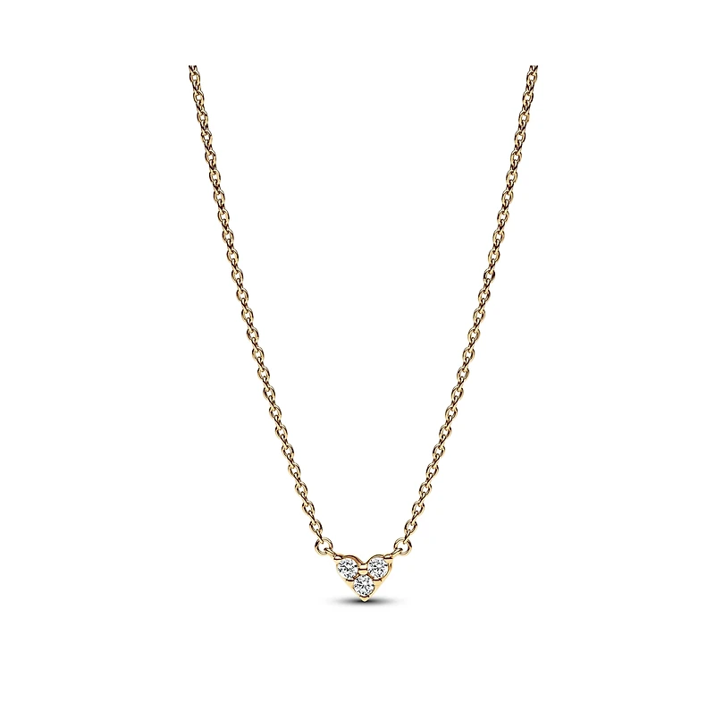 Pandora Gold-Plated Triple Stone Heart Collier Pendant Necklace