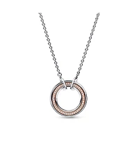 Pandora Signature Two-Tone Logo Pave Pendant Necklace