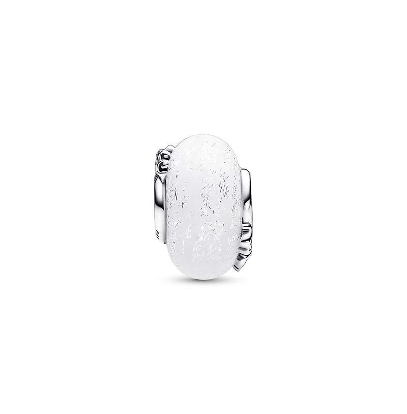 Pandora Glittery White Murano Glass Mom Love Charms