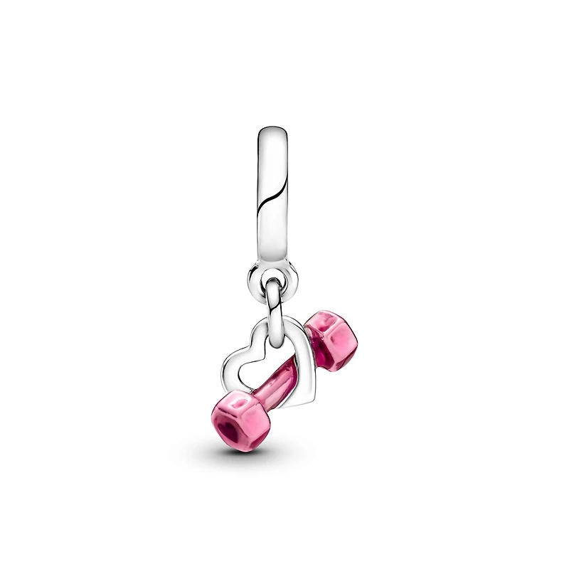 Pandora Sterling Silver Dumbbell Heart Dangle Charms
